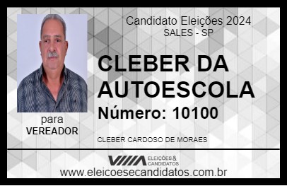 Candidato CLEBER DA AUTOESCOLA 2024 - SALES - Eleições