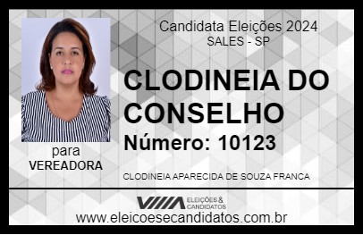 Candidato CLODINEIA DE SOUZA 2024 - SALES - Eleições