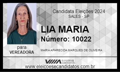 Candidato LIA MARIA 2024 - SALES - Eleições