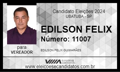 Candidato EDILSON FELIX 2024 - UBATUBA - Eleições