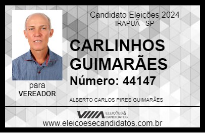 Candidato CARLINHOS GUIMARÃES 2024 - IRAPUÃ - Eleições