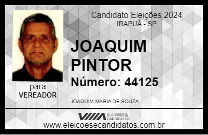 Candidato JOAQUIM PINTOR 2024 - IRAPUÃ - Eleições