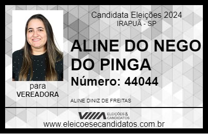 Candidato ALINE DO NEGO DO PINGA 2024 - IRAPUÃ - Eleições