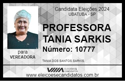 Candidato PROFESSORA TANIA SARKIS 2024 - UBATUBA - Eleições