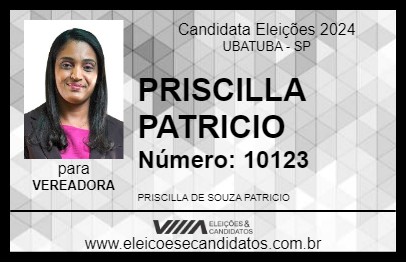 Candidato PRISCILLA PATRICIO 2024 - UBATUBA - Eleições