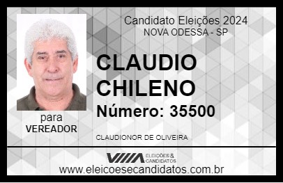 Candidato CLAUDIO CHILENO 2024 - NOVA ODESSA - Eleições