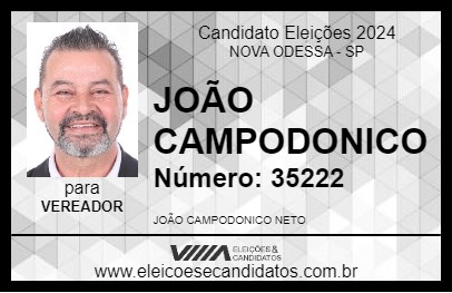 Candidato JOÃO CAMPODONICO 2024 - NOVA ODESSA - Eleições