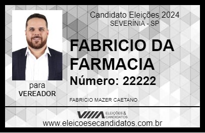 Candidato FABRICIO DA FARMACIA 2024 - SEVERÍNIA - Eleições