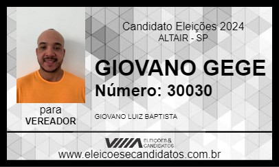 Candidato GIOVANO GEGE 2024 - ALTAIR - Eleições