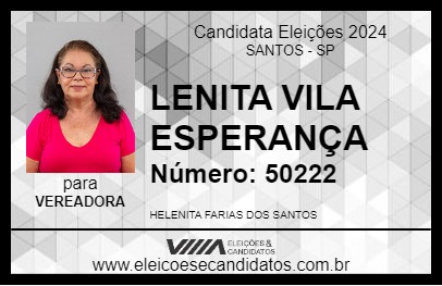 Candidato LENITA VILA ESPERANÇA 2024 - SANTOS - Eleições