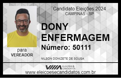 Candidato DONY ENFERMAGEM 2024 - CAMPINAS - Eleições