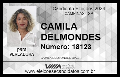 Candidato CAMILA DELMONDES 2024 - CAMPINAS - Eleições