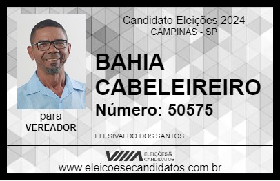 Candidato BAHIA CABELEIREIRO 2024 - CAMPINAS - Eleições