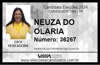 Candidato NEUZA DO OLARIA 2024 - CARAGUATATUBA - Eleições