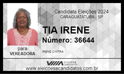 Candidato TIA IRENE 2024 - CARAGUATATUBA - Eleições