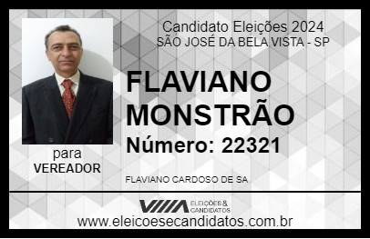 Candidato FLAVIANO MONSTRÃO 2024 - SÃO JOSÉ DA BELA VISTA - Eleições