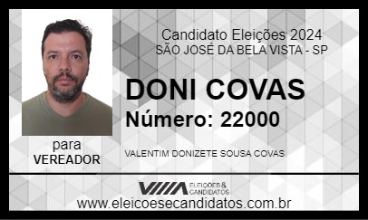 Candidato DONI COVAS 2024 - SÃO JOSÉ DA BELA VISTA - Eleições