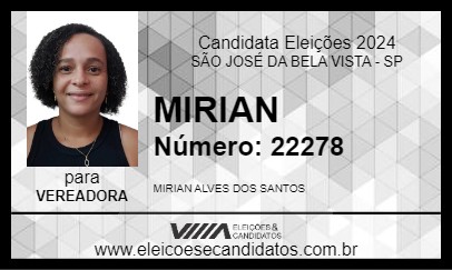 Candidato MIRIAN 2024 - SÃO JOSÉ DA BELA VISTA - Eleições