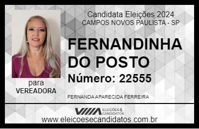 Candidato FERNANDINHA DO POSTO 2024 - CAMPOS NOVOS PAULISTA - Eleições