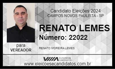 Candidato RENATO LEMES 2024 - CAMPOS NOVOS PAULISTA - Eleições