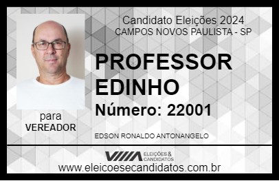 Candidato PROFESSOR EDINHO 2024 - CAMPOS NOVOS PAULISTA - Eleições