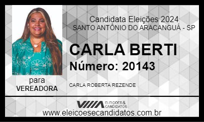 Candidato CARLA BERTI 2024 - SANTO ANTÔNIO DO ARACANGUÁ - Eleições