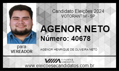 Candidato AGENOR NETO 2024 - VOTORANTIM - Eleições