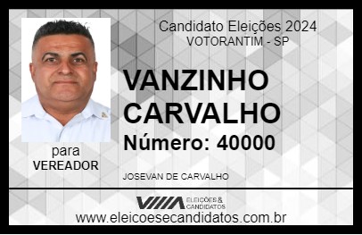 Candidato VANZINHO CARVALHO 2024 - VOTORANTIM - Eleições