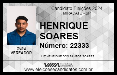 Candidato HENRIQUE SOARES 2024 - MIRACATU - Eleições