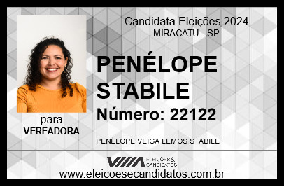 Candidato PENÉLOPE STABILE 2024 - MIRACATU - Eleições