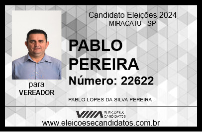 Candidato PABLO PEREIRA 2024 - MIRACATU - Eleições