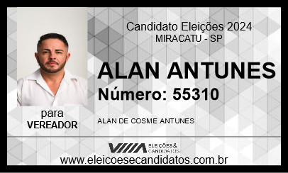 Candidato ALAN ANTUNES 2024 - MIRACATU - Eleições