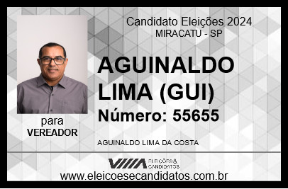 Candidato AGUINALDO LIMA (GUI) 2024 - MIRACATU - Eleições