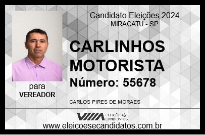 Candidato CARLINHOS MOTORISTA 2024 - MIRACATU - Eleições