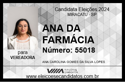 Candidato ANA DA FARMÁCIA 2024 - MIRACATU - Eleições