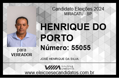 Candidato HENRIQUE DO PORTO 2024 - MIRACATU - Eleições