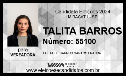 Candidato TALITA BARROS 2024 - MIRACATU - Eleições