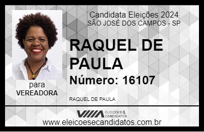 Candidato RAQUEL DE PAULA 2024 - SÃO JOSÉ DOS CAMPOS - Eleições