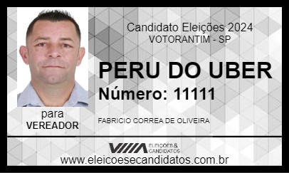 Candidato PERU DO UBER 2024 - VOTORANTIM - Eleições