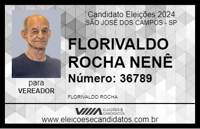 Candidato FLORIVALDO ROCHA NENÊ 2024 - SÃO JOSÉ DOS CAMPOS - Eleições