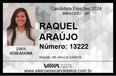 Candidato RAQUEL ARAÚJO 2024 - MIRACATU - Eleições