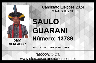 Candidato SAULO GUARANI 2024 - MIRACATU - Eleições