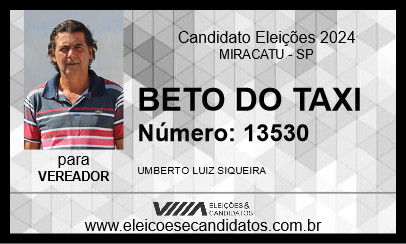 Candidato BETO DO TAXI 2024 - MIRACATU - Eleições