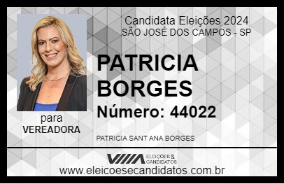 Candidato PATRICIA BORGES 2024 - SÃO JOSÉ DOS CAMPOS - Eleições