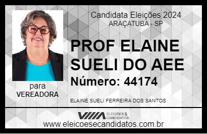 Candidato PROF ELAINE SUELI DO AEE 2024 - ARAÇATUBA - Eleições