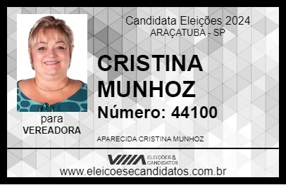 Candidato CRISTINA MUNHOZ 2024 - ARAÇATUBA - Eleições