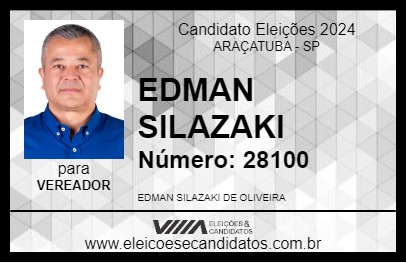 Candidato EDMAN SILAZAKI 2024 - ARAÇATUBA - Eleições