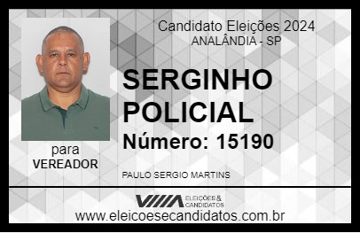 Candidato SERGINHO POLICIAL 2024 - ANALÂNDIA - Eleições