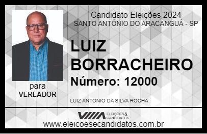 Candidato LUIZ BORRACHEIRO 2024 - SANTO ANTÔNIO DO ARACANGUÁ - Eleições