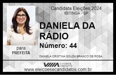 Candidato DANIELA DA RÁDIO 2024 - IBITINGA - Eleições